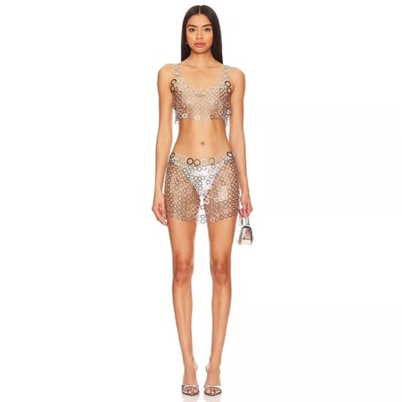 h:OURS Sylvie mini skirt in Silver - Picture 2 of 6